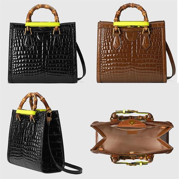 

crocodile leather diana bamboo tote bag designers handbag charming shoulder bags womens purse fashion pochette python 298y
