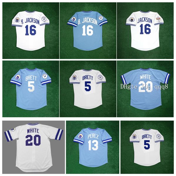 

mitchell and ness royals 1987 bo jackson throwback baseball jersey george brett kansas frank white city home road salvador perez home road c, Blue;black