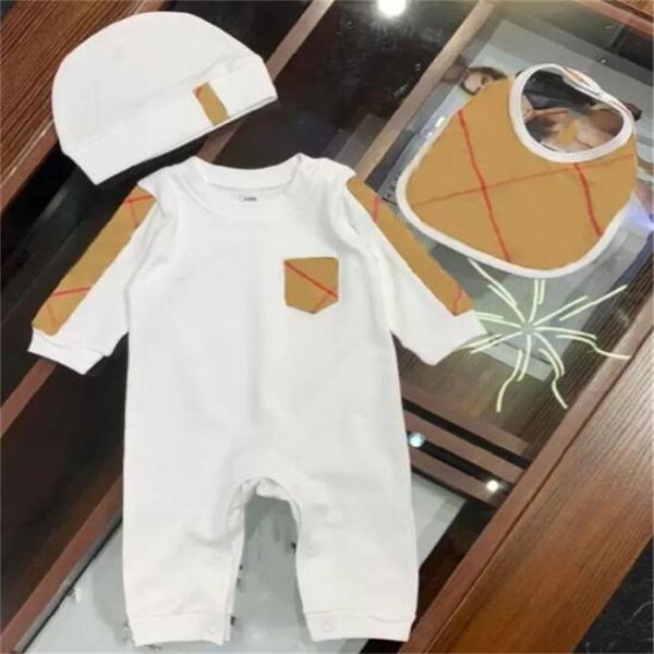 

designer baby romper cotton baby boys girl clothes cartoon short-sleeved doll collar newborn infant jumpsuits hat bib 3pc outfit clothing se, Blue