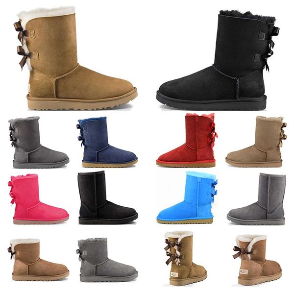 

new arrival winter snow short ankle boots girl women fluff designer shoes chestnut navy antelope brown pink beige classic keep war292p, Black