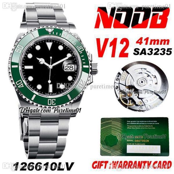

n v12 126610 sa3235 automatic mens watch 41mm green ceramics bezel black dial 904l oystersteel bracelet super edition gift same serial warra, Slivery;brown