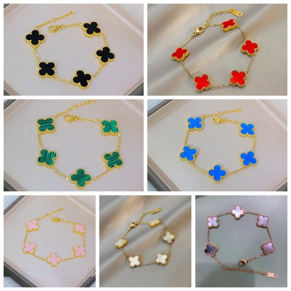 

Beautiful Double Side Clover Charm Bracelet Stainless Steel Bangle for Women Gift