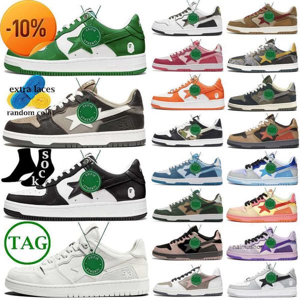 

new casual shoes mens womens sneakers bapestas designer black grey orange white blue red platform 2023 bapesta baped sta sk8 women mens camo