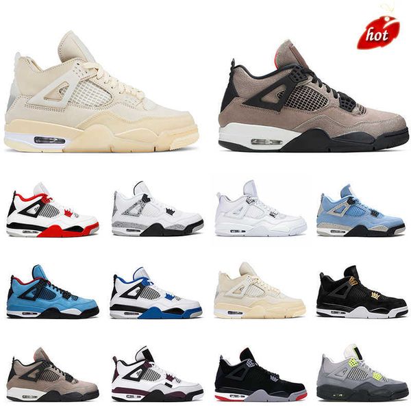 

new men basketball shoes 4s university blue taupe haze white cement sail back cat fire red women sneaker outdoor sports sneakers size -12, Black