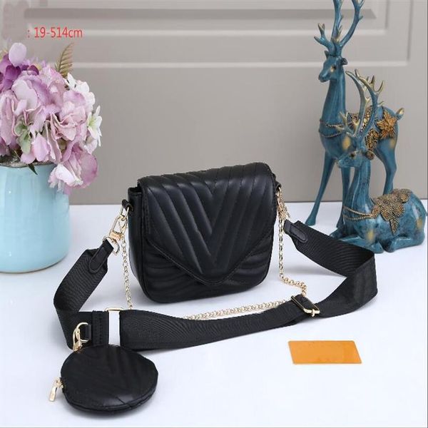 

fashion shoulder black bags handbags metal chain 2pcs crossbodybag wallet handbag wallet women flip cover messenger bag cross body251f