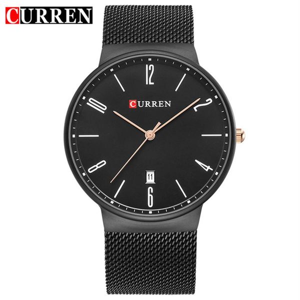 

cwp 2021 curren watch men's quartz relogio masculinos dial clock ultra-thin male wrist calendar waterproof business steel264n, Slivery;brown
