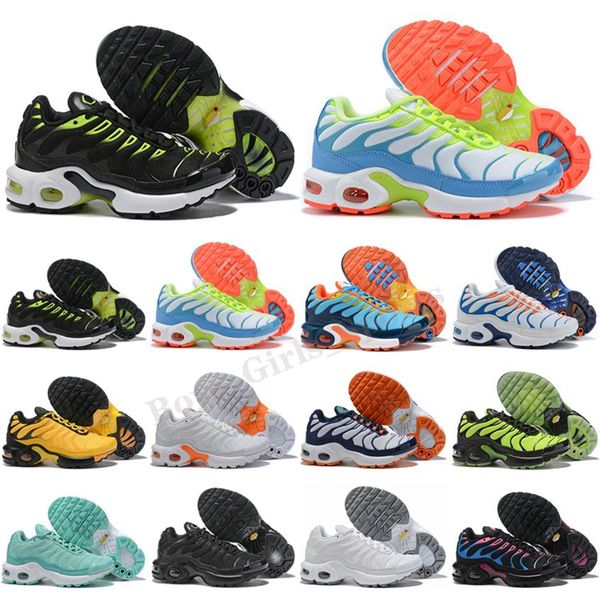 

tn 2021 kids running shoes tn enfant breathable soft sports chaussures boys girls tns plus sneakers youth requin trainers size28-32761, Black