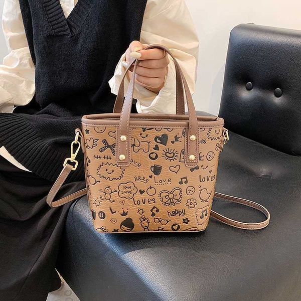 

printed handbag women crossbody bag 2023 autumn new portable bucket bags simple fashion one-shoulder diagonal purse lady case