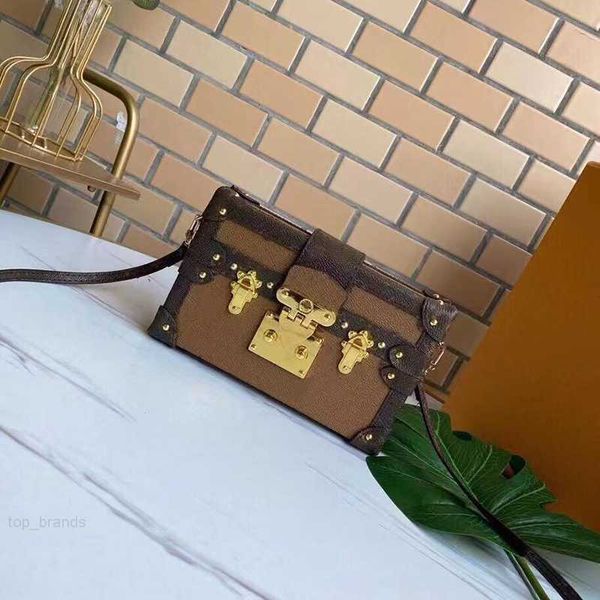 

fashion classic designer style messenger bags genuine leather four square mini bag embossed metal box small cosmetic 21-15-7cm case