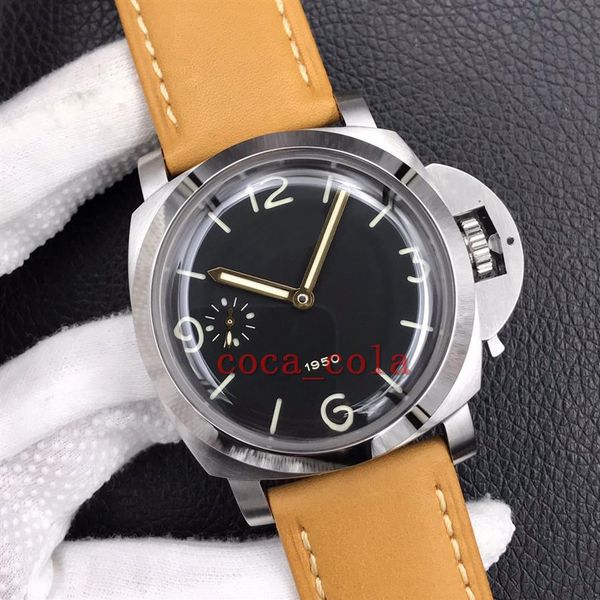 

uality men's watches xf maker 47mm 1950 pam127 pam00127 pam 127 00127 super quality cal 6497 movement mechanical hand-win208h, Slivery;brown