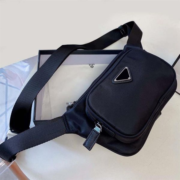 

luxury designer black nylon waist bag men's fanny bags casual all-match messenger wallet sports chest purse multi-function sh3150