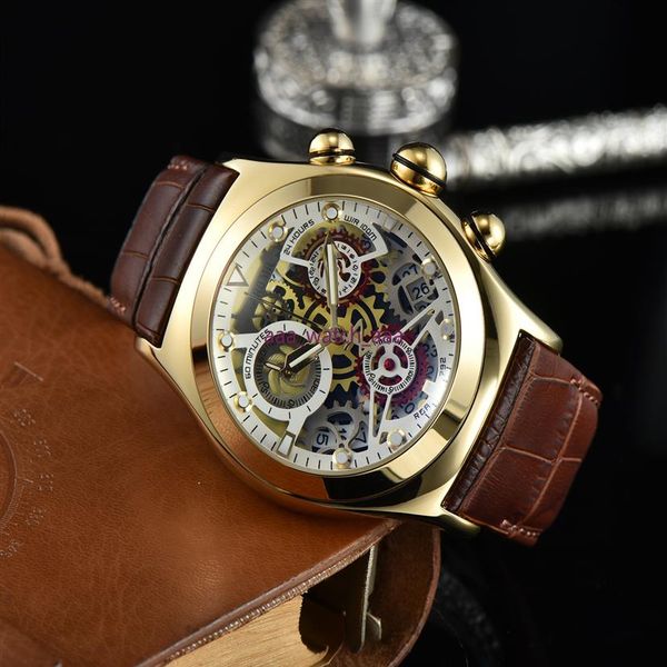 

swiss brand watches for men quartz watch leather band small dial move waterproof designer watches orologio di lusso2482, Slivery;brown