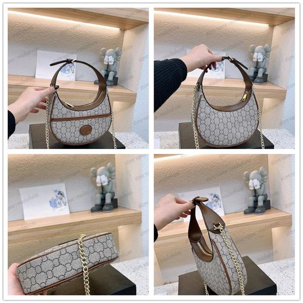 

mini 726843 half moon subaxillary bag hobo italy designer canvas leather women's luxurys purse chain zip shoulder cross body 350y, Black;red