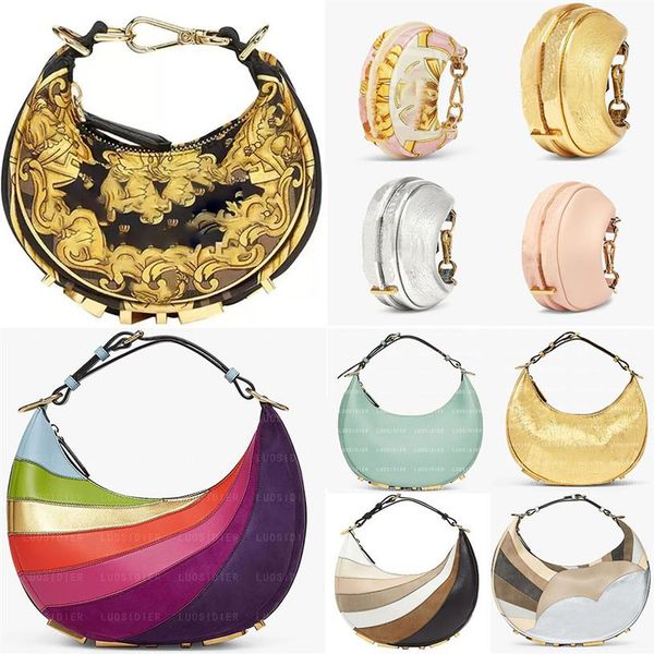 

fendgraphy small leather bag crescent multicolor inlay nano mint green charm small hobo bag rainbow diagonal striped motif in shad209x