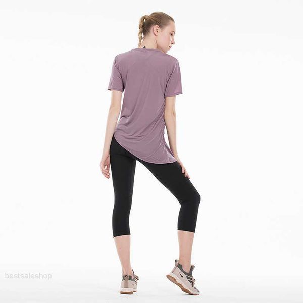

naked-feels fabrics loose gym workout yoga t-shirt women breathable plain fitness sport short sleeved shirts top