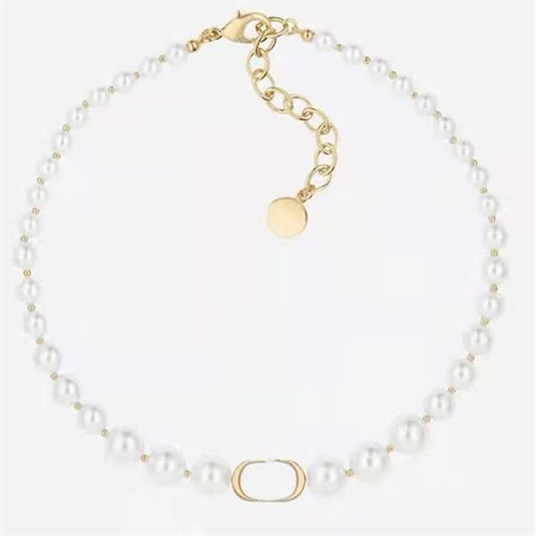 

18k gold necklaces for woman new pearl alphabet fashion chain wild personality necklace jewelry supply3066, Silver
