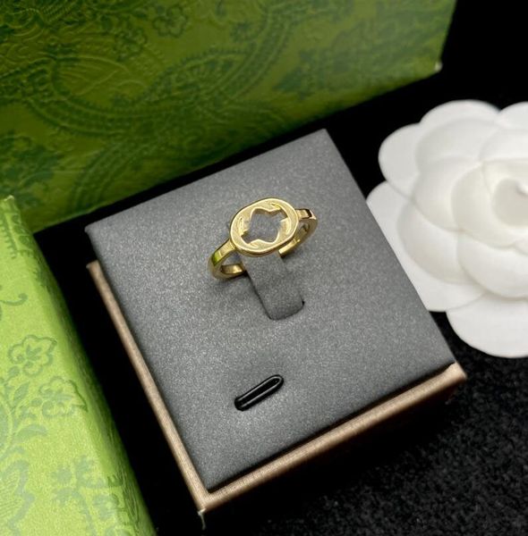 

fashion designer letter band rings bague for women lady party wedding lovers gift engagement jewelry with box, Silver