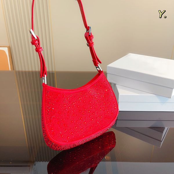 

wholesale 5a cle hobo designer bag luxuries women bags crystal triangle clutch shoulder small purse fashion diamonds underarm handbag classi