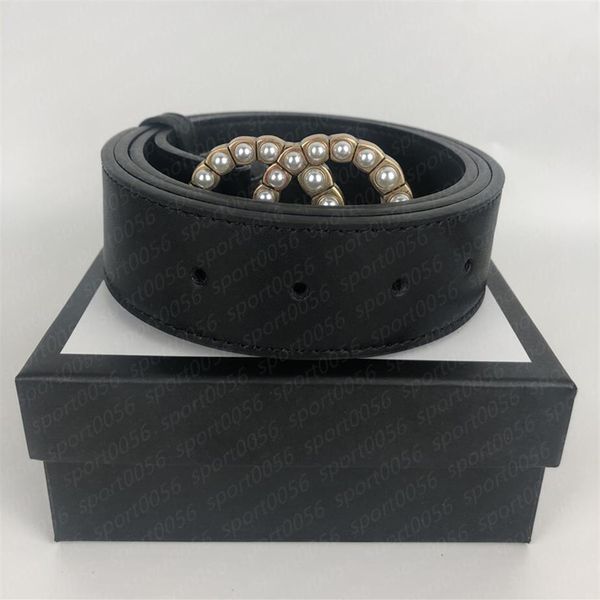 

women men designers belts leather black classic casual womens mens pearl buckle belt ceinture width 3 8cm with box2608, Black;brown
