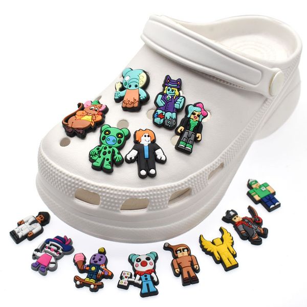 

anime charms wholesale childhood memories game boy robot cartoon charms shoe accessories pvc decoration buckle soft rubber clog charms fast, Blue