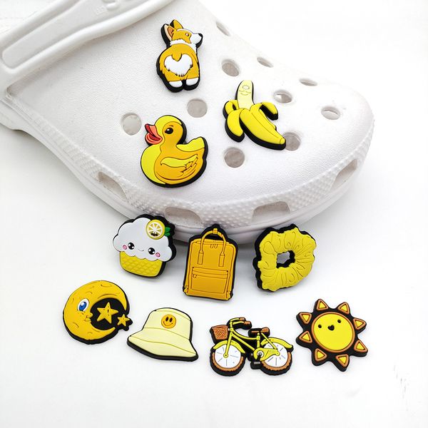 

anime charms wholesale childhood memories yellow duck banana funny cartoon charms shoe accessories pvc decoration buckle soft rubber clog, Blue