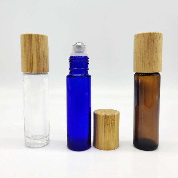 

10ml glass roll on bottle with bamboo lid for essential oils eco-friendly refillable clear perfume sample bottles #rfhb577