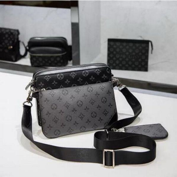 

5a quality genuine leather designer bags 3pcs detachable trio messenger bags men crossbody 3 in 1 set women shoulder bag handbags purse wall