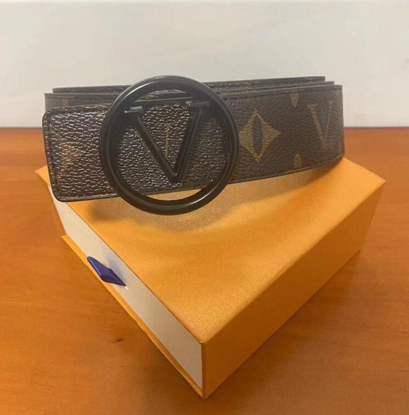 

2022 fashion big buckle genuine leather belt with box designer belts men women mens black cowhide beltaa188, Black;brown