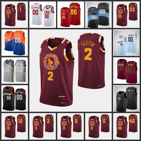 

cle 2022 basketball jersey cleveland's cavaliers's collin sexton jarrett allen evan mobley isaac okoro darius garland lauri markka, Black;red