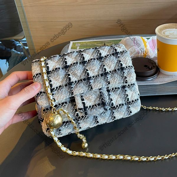 

shoulder bags women french metal letter flap shoulder bag fashion spliced two-tone tweed quilted luxury designer handbags golden ball regula
