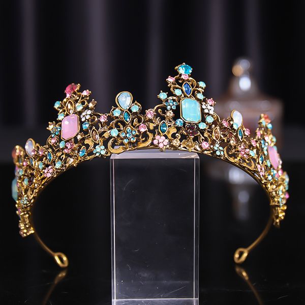 

luxury gold colorful diamond tiara hair hoop crystal bridal headwear crown rhinestone with wedding jewelry diamonds bridal crowns headpieces, Silver