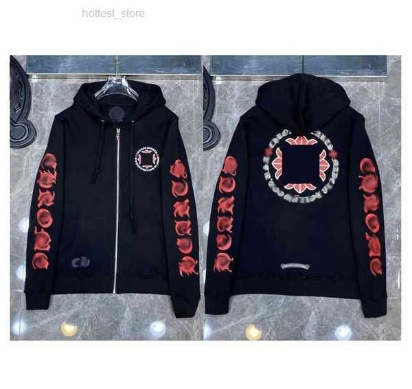 

fashion luxury sweatshirts ch designer hoodies zipper sanskrit graffiti hooded sweater cross pullover hoodie casual women 19, Black