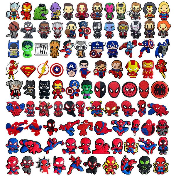 

anime charms wholesale childhood memories super hero man boy cartoon charms shoe accessories pvc decoration buckle soft rubber clog charms f, Blue