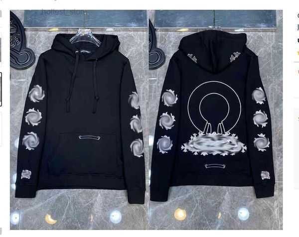 

luxury chrome designer hoodies sweater cross flower pullover sanskrit balck white hearts casual coatpure cotton ch classic 69, Black