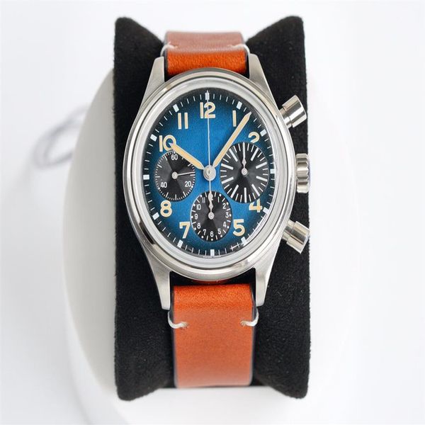 

2021 limited edition watch diameter 41 mm with eta7750 automatic chain mechanical movement guide wheel chronograph device titanium313e, Slivery;golden