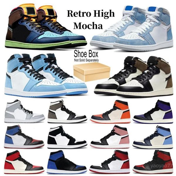 

jumpman 1 with box basketball shoes mens 1s university blue trainers women sneakers trophy room chicago high og hyper royal barely orange di