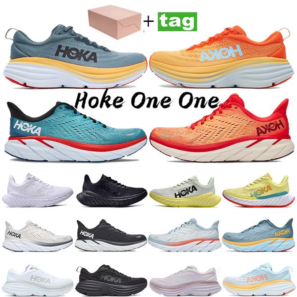 

hoka one one casual shoes bondi clifton 8 carbon x 2 trainer athletic shoe accepted lifestyle shock absorption sneakers designer hokas women, Black