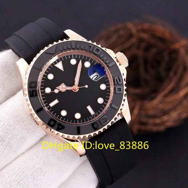 

luxury watch rubber starp ceramic bezel automatic mechinacal rose gold black dial wristwatch limited edition business 42mm mens wa207r, Slivery;brown