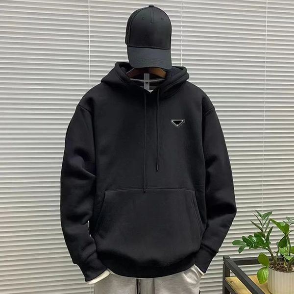 

pra designer men's and women's hoodie autumn and winter thickened coat large fat sweater for lovers s-3xl, Black
