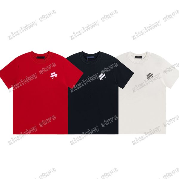 

xinxinbuy men designer tee t shirt knitted paris pin knitted jacquard short sleeve cotton women white black gray xs-2xl, Black;brown