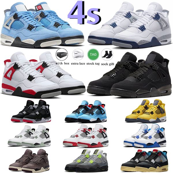 

with box basketball shoes for men women 4s military black cat sail university blue thunder infrared jumpman 4 cactus jack bred cool grey spo