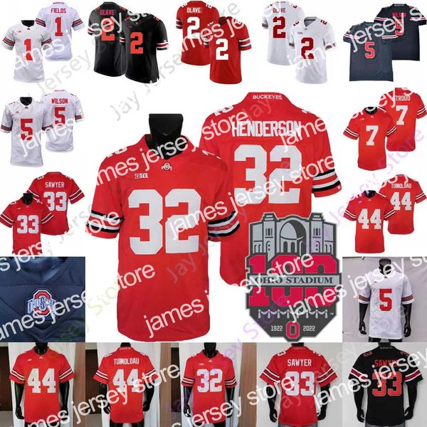 

football jerseys ohio state buckeyes football jersey ncaa college c.j. stroud treveyon henderson jaxon smith-njigba harrison jr. williams eg, Black;red