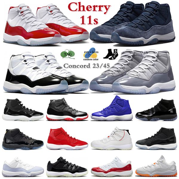 

jumpman 11 basketball shoes cherry 11s men women midnight navy cool grey gamma blue cap and gown 72-10 womens trainers sports sneakers