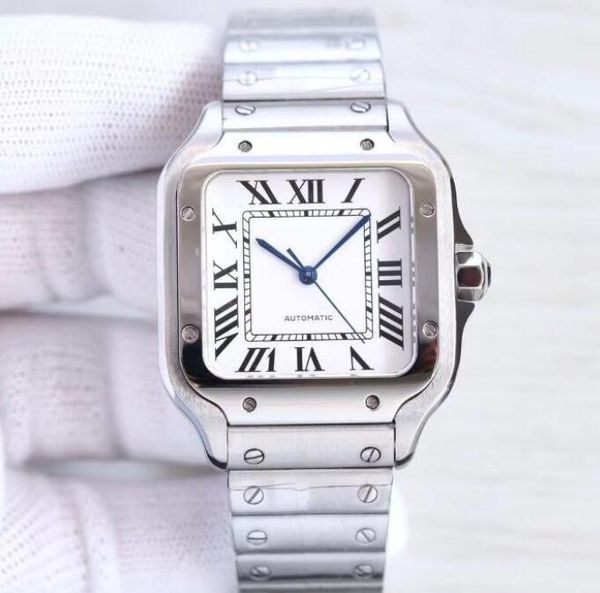 

2023 new square watches 40mm stainless steel mechanical watches case and bracelet fashion mens male wristwatch, Slivery;brown