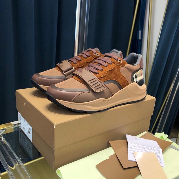 

shoes b01 designer version handmade custom 2022 new dark brown thick bottom men's casual sneakers, Black