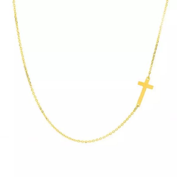 

stainless steel religious jewelry gold silver plated choker tiny gold sideways cross necklaces