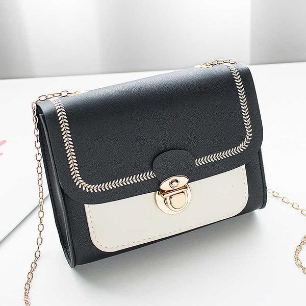 

stitching women winter shoulder crossbody bag chain pu leather ladies messenger female small square clutch s handbags