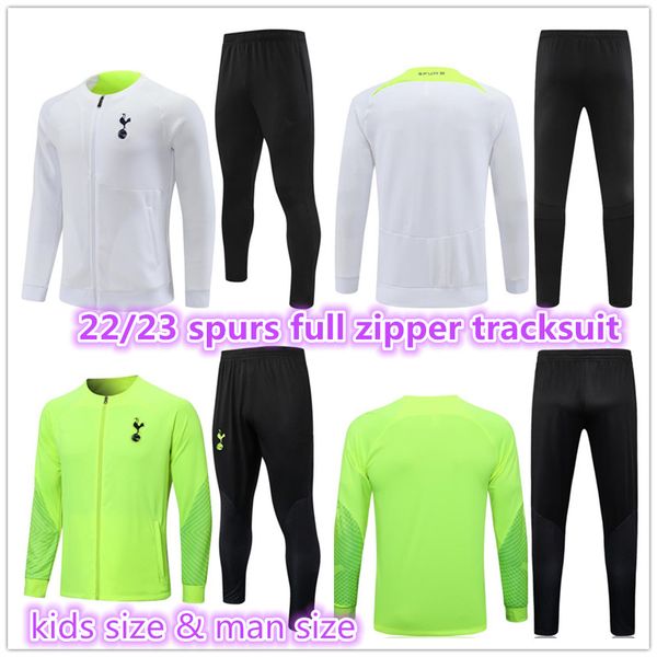 

2022 2023 spurs jacket tracksuit kids set del chandal 22 23 survetement son janssen lo celso ndombele man football jackets child long zipper, Black