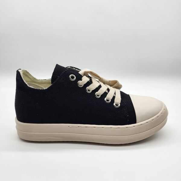 

rick owen high owens canvas shoe man low sneaker women black lace up shoes size 35-44