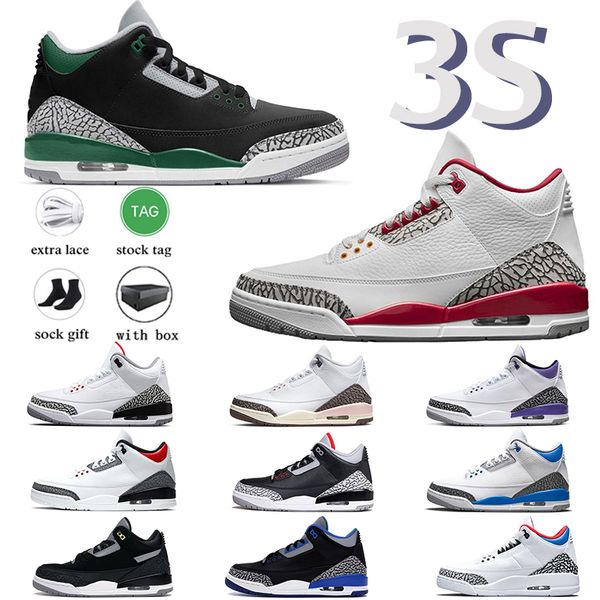 

with box jumpman 3 basketball shoes 3s sneakers fashion fire red retro black gold desert elephant unc racer blue women mens big size 47